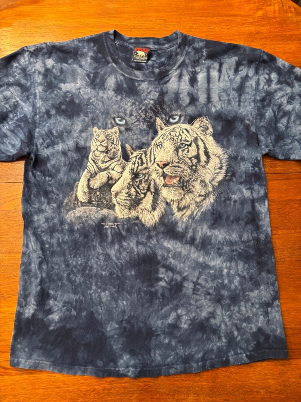 Tie-Dye Tiger Graphic Tee - Blue/Gray